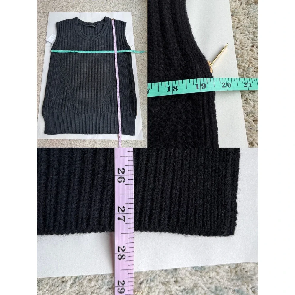 The Row Cashmere Merino Ribbed Side Zip Sweater Vest Black Made in USA M